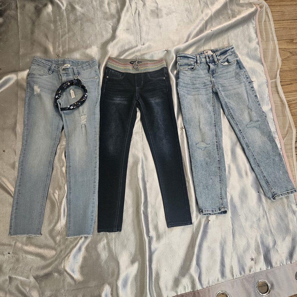 Trendy Kids' Skinny Jeans Set - Light Blue, Dark Blue, and Blue